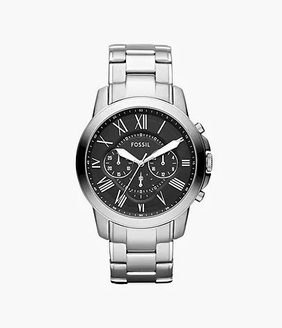 fossil grant chronograph stainless steel watch box set|fossil grant chronograph watch set.